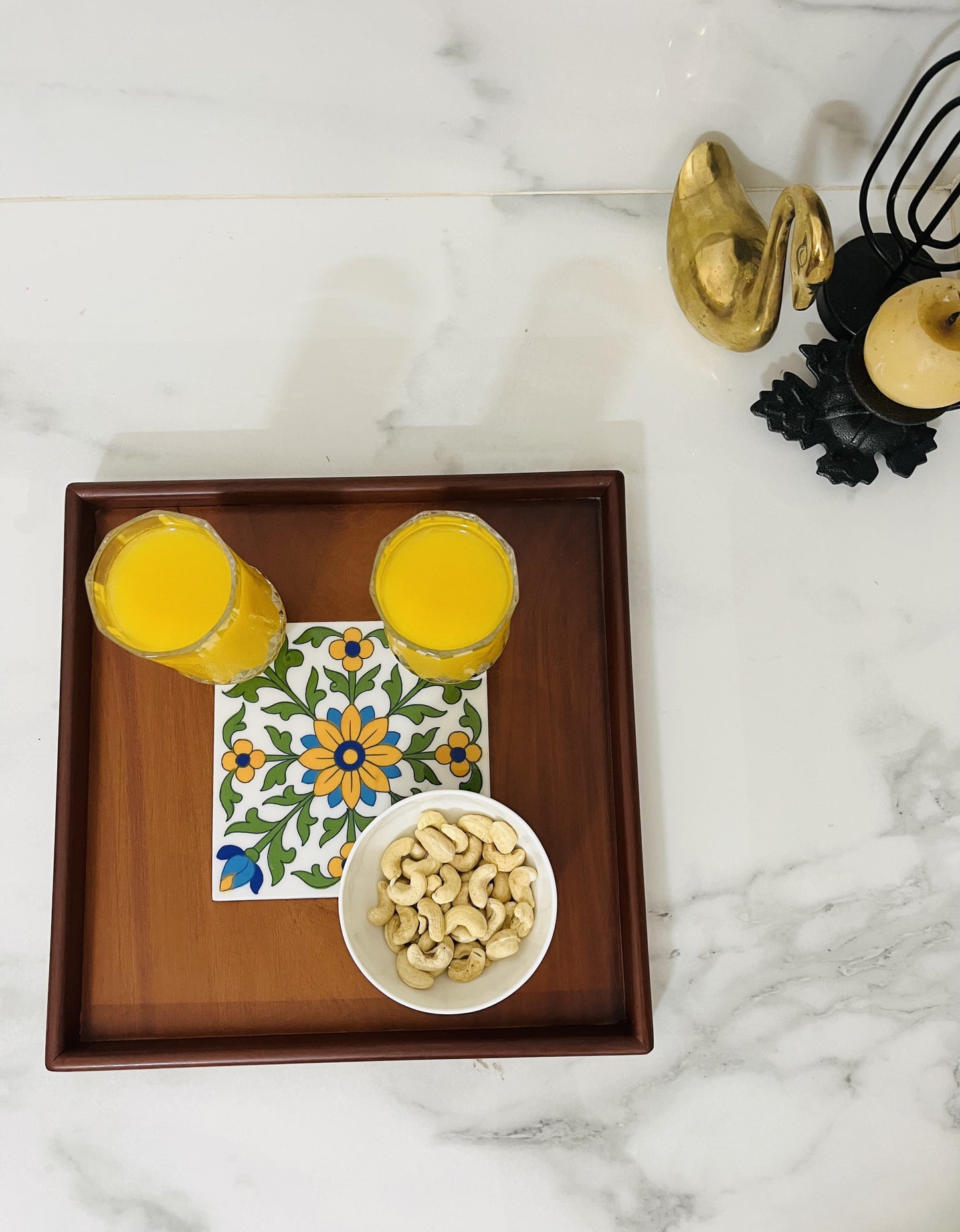 Wooden Tile Tray Square