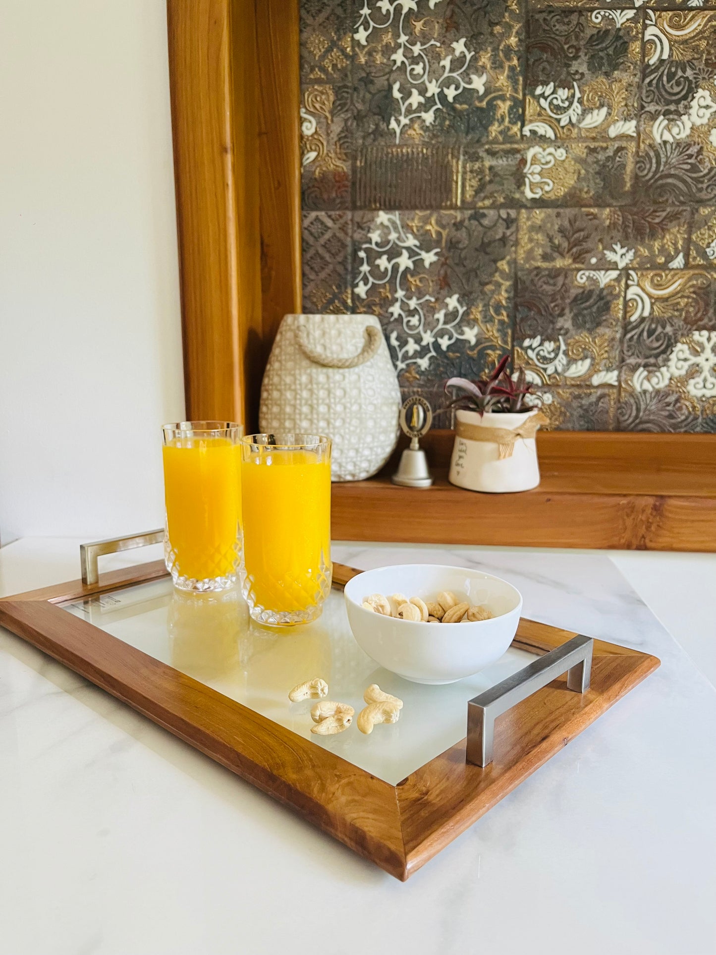 Wooden Glass Tray Rectangle